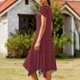 thumbnail image 4 of Tauxra Short Sleeve Polka Dot Dresses for Women Soft Round Neck Asymmetric Hem Summer Casual Beach Dress, 4 of 6