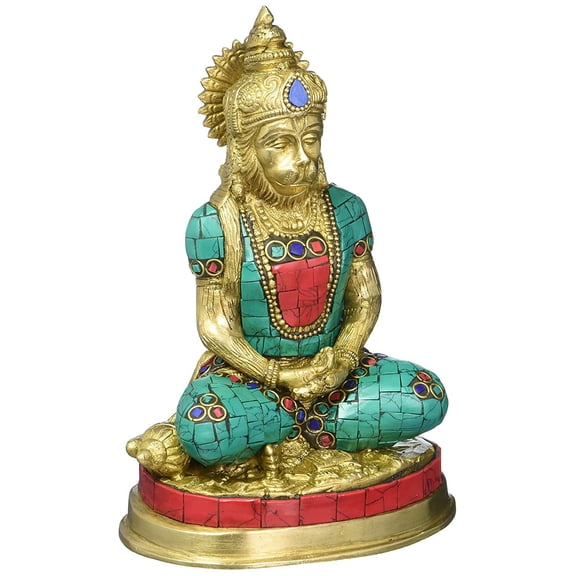 7" Lord Hanuman in Dhyana Mudra In Brass | Handmade | Made In India
