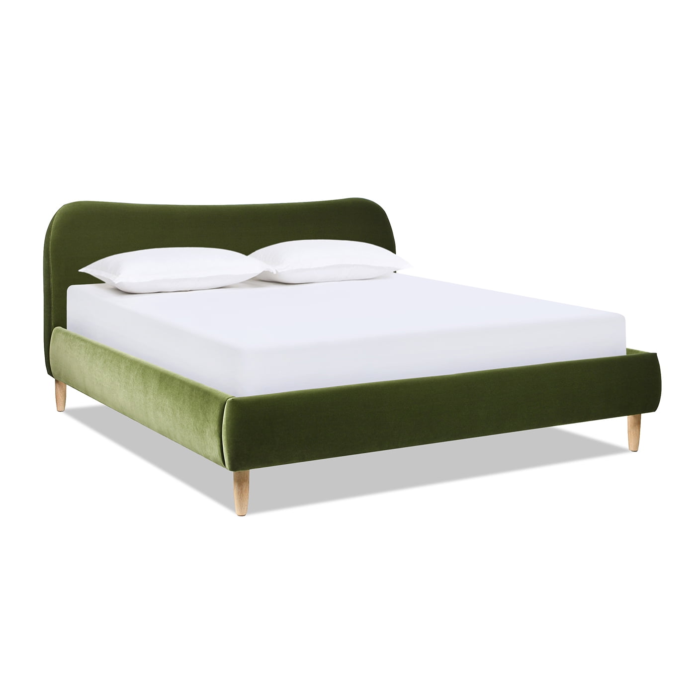 Jennifer Taylor Home Roman Curved Headboard Upholstered Platform Bed, King, Olive Green Performance Velvet