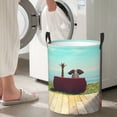 thumbnail image 6 of KLL Elehpant And A Giraffe Looking At The Sea Waterproof Foldable Laundry Hamper Bucket with Handles for Storage Bin,Kids Room,Home Organizer (Small ), 6 of 7