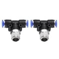 thumbnail image 1 of Uxcell 2pcs Conector de Línea de Aire 6mm OD de Tubo x Rosca NPT 1/4 PT4-U Tee Macho de Rama para Sistema de Aire Industrial, 1 of 6