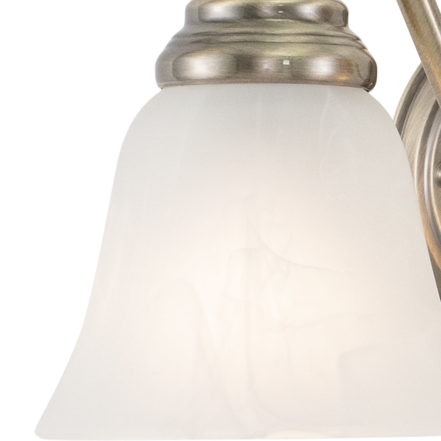 Maykoosh Victorian Vintage 2-Light Bathroom Vanity Fixture: Antique Brass Finish, White Alabaster Shades, 13"W x 7"H, Reversible Mounting