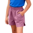 thumbnail image 5 of ATOGUTA Athletic Shorts for Girls Lightweight Running Shorts for Teen Girls Kids Sports Active Short with Pocket and Elastic Size 1T-11, Purple, 5 of 6
