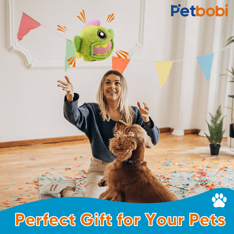 Petbobi Interactive Dog Toys Ball Self Moving Rolling Balls Plush Dog Toys  for Small and Medium Dogs, Mohican Bobby 