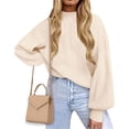 thumbnail image 4 of Mujer 2023 Otoño Moda Cuello Alto Manga Larga Linterna Suéteres De Gran Tamaño Suéter De Punto Suelto Tops, 4 of 5