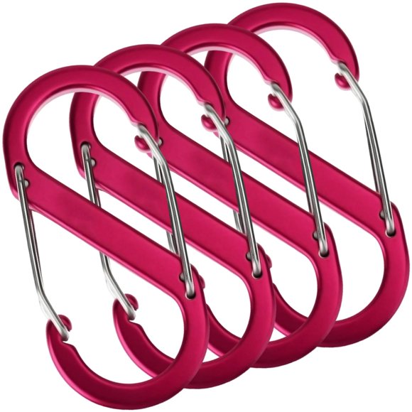 Gancho Tipo S TwinLockPink 4Pzas 10kg Forma S Bloqueo Automático Rosa Aleación de Aluminio.