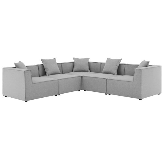 Lounge Sectional Sofa Set, Fabric, Grey Gray, Modern Contemporary Urban Design, Outdoor Patio Balcony Cafe Bistro Garden Furniture Hotel Hospitality