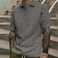 thumbnail image 1 of Playera Elvqul de Hombre Gris Playa Manga Corta Liso con Solapa Abotonada, 1 of 5