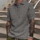 thumbnail image 2 of Blusa de Manga Corta para Hombre de Color Sólido Botón de Ocio Superior, Camisa de Moda de Cuello de Vuelta para el Uso Informal, 2 of 5