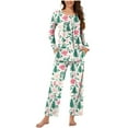 thumbnail image 4 of Riecok Womens Pajama Sets Long Sleeve Xmas Tree Printed Tops and Wide Leg Pant Cozy Nightwear Loungewear, 4 of 6