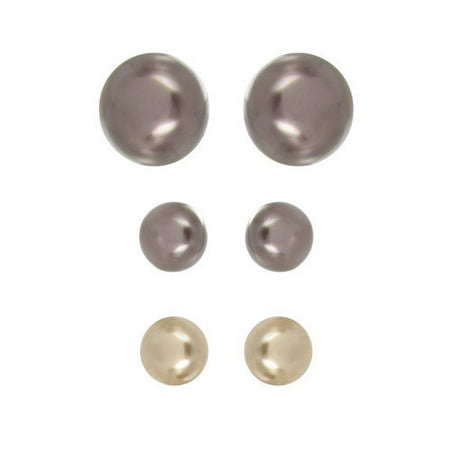 Roman Trio Set Cultured Pearl Stud Earrings (Set of 2)