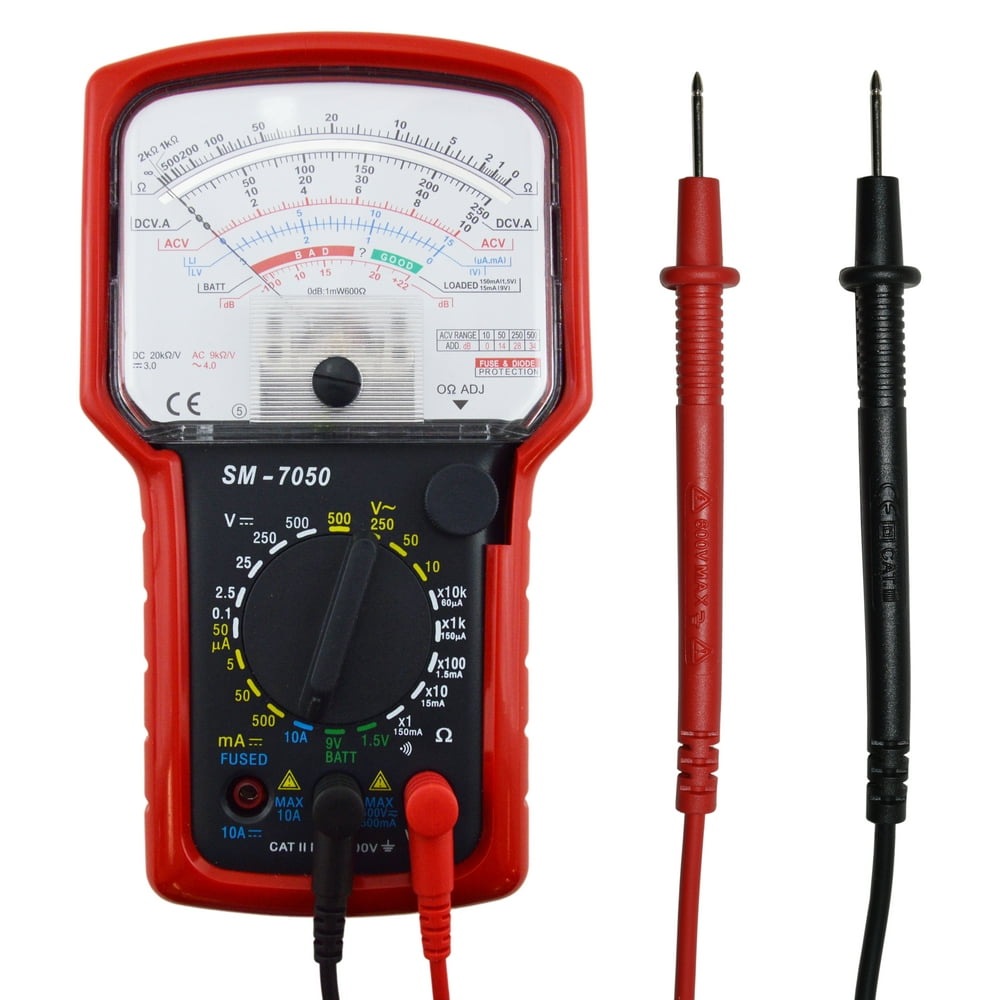 Analog Multimeter, 20-range AC/DC general purpose, 7 functions ...