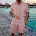 thumbnail image 5 of Short Sets for Men Short Sleeve Button Down Collared Shirt and Bermuda Shorts 2 Piece Matching Set Beach Outfit Set, 5 of 5