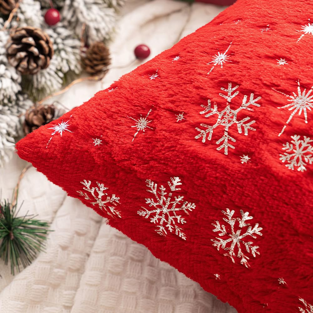 Lomyolo Snowflake Pillow Covers 18x18 Set of 2 Faux Fur photo 4