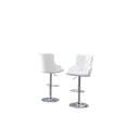 thumbnail image 2 of Adjustable Bar Stools with White Faux Leather and Tufted Seats (Set of 2), 2 of 4