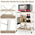 thumbnail image 6 of Barara King Baker's Rack, Microwave Stand,Bun Pan Sheet Rack, Kitchen Storage Shelf Rack,3-Tier Kitchen Baker's Rack Microwave Oven Storage Cart with Hooks-Light Brown, 6 of 8
