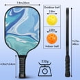 thumbnail image 4 of Pickleball Paddles Set Of 2, Fiberglass Surface, Liquid & Marble Print, 4 Balls & Bag, 4 of 5