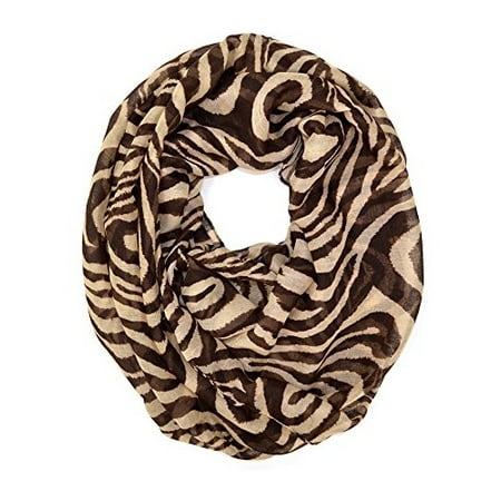 Zebra Animal Print Tote - Zebra Animal Print Soft Infinity Loop Scarf (Brown)