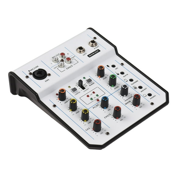 Audio Mixer 3-Channel Mixing Console 48V Phantom Power for Home Studio Recording DJ Network Live Broadcast Type-C Power Supply XLR/6.35mm/3.5mm Connectors Multi-functional Professional Mixing Console