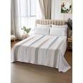 thumbnail image 2 of Teal Beige Brown Flat Sheets Only Queen Size, Soft Breathable Bed Top Sheets for Mattress, Modern Oil Painting Striped Abstract Art Luxury Bedding Flat Sheets for Home Hotel Bedroom Bed Protection, 2 of 9