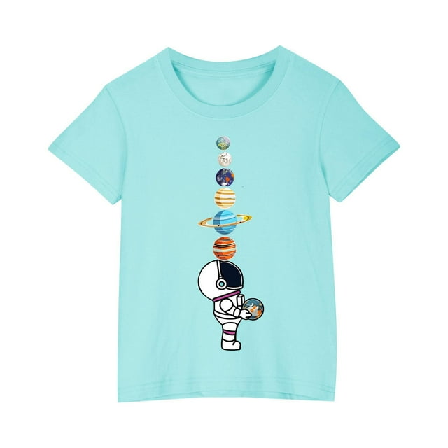 Cadeaux pour Fillettes, T-Shirt en Coton pour Garçons et Filles, Col Rond Imprimé, Manches Courtes, Robe à Manches Courtes, Cadeaux pour Fillettes