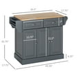 thumbnail image 3 of Homiyad Triple-Cabinet Kitchen Island on Wheels, Kitchen Storage Cabinet with Drawers, Rolling Utility Cart Dark Gray, 3 of 8