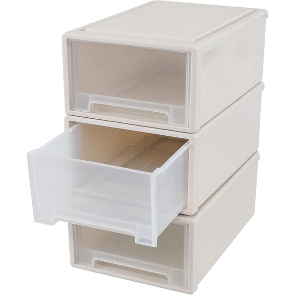 3-Pack Plastic Storage Drawer, 12 Quart Stacking Drawer Unit