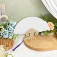 thumbnail image 4 of Unique Bargains Short Handle Round-Shaped Folding Fan 1Pc White Short Handle Round-Shaped, 4 of 5