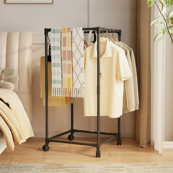 Clothes Drying Rack,47-Inch Folding Laundry Drying Rack with 4 Rotatable Arms for Hangers,4 Legs,Stainless Steel,for 36 Pieces of Clothes,Black