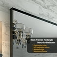 thumbnail image 3 of 36x30 Inch Metal Black Frame Mirror for Bathroom, Brushed Rectangular Corner Vanity, Lightweight Deep Set Design Large Wall Mirrors Decorative, Hangs Horizontal & Vertical, 3 of 7