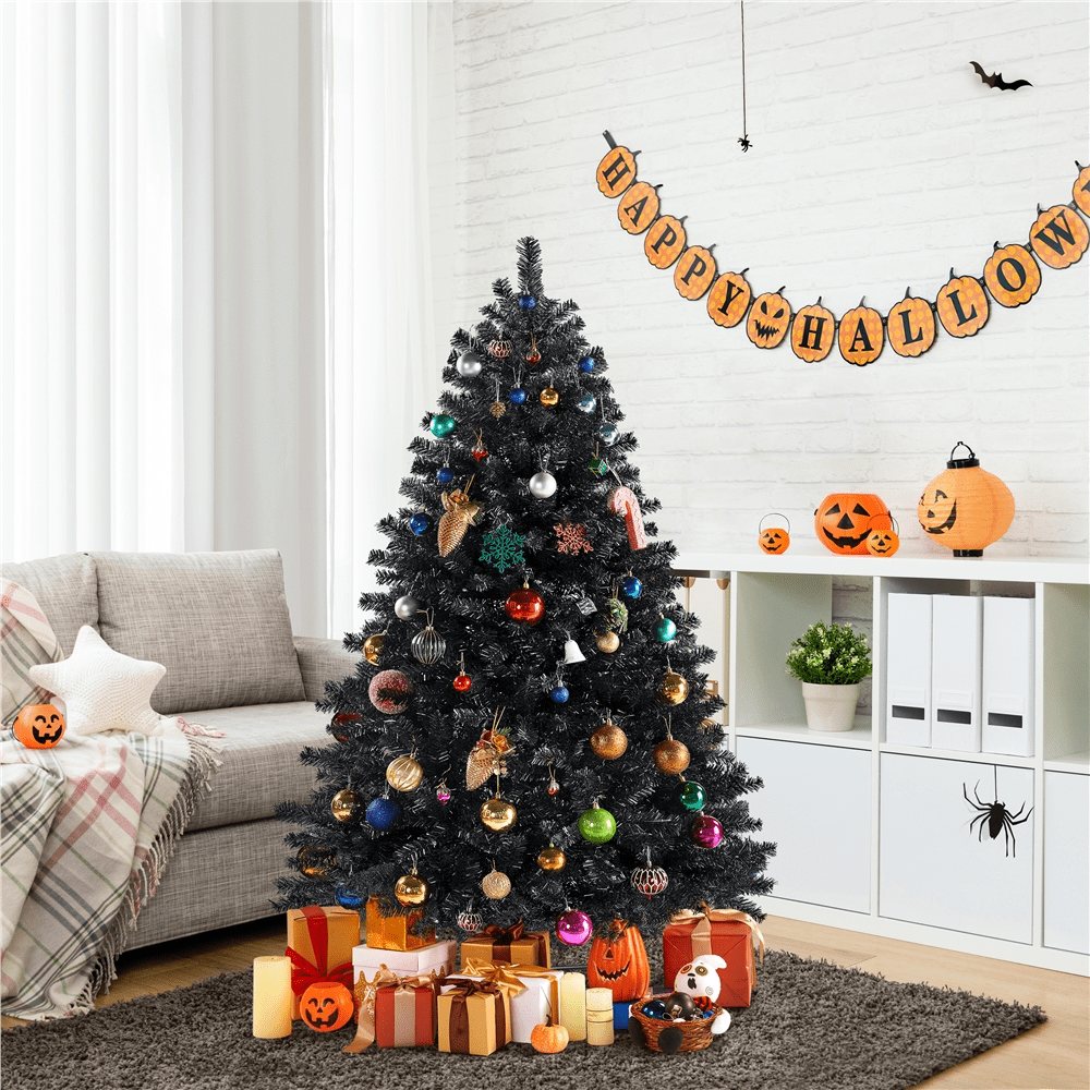 Alden Design 4.5Pre-lit Spruce Artificial Christmas Tree with 150 Incandescent Warm White Lights Holiday Decorative, Black