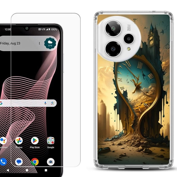 Phone Case for ATT Verge 2 5G, with Screen Protector, by OneToughShield - Melting Clock