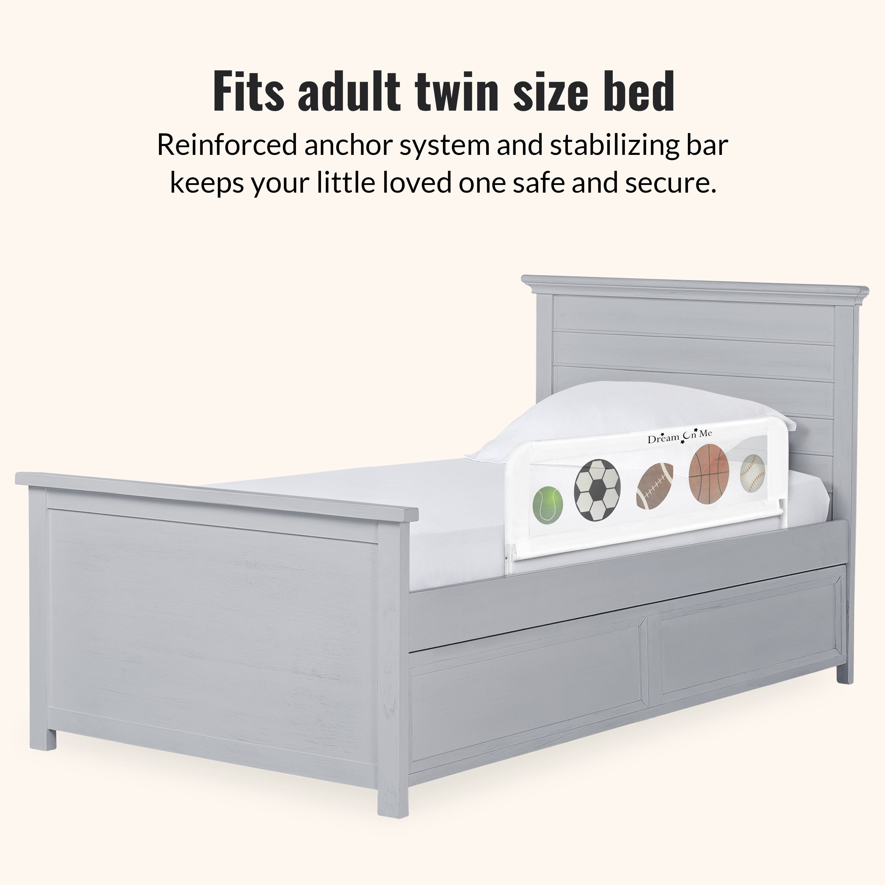 Dream On Me Adjustable Mesh Bed Rail, Sports Print