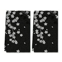 YladaFaie Kitchen Towels Flower White Black Dish Towel Kitchen Hand Towels Decorative Tea Towels for Kitchen Absorbent for Bathroom Home Housewarming Gift, 16 x 24 Inch