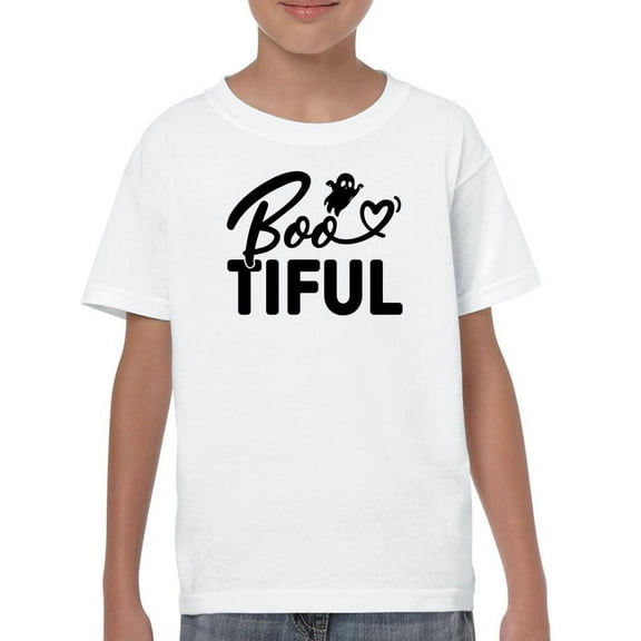 Bootiful. Cute Ghost And Heart T-Shirt Juniors -Image by Shutterstock, x-Large