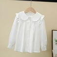 thumbnail image 2 of REDARER Kids Girls Long Sleeve Party Blouses Kids Elegant Ruffled Button Down Shirts School Tops,Size:11-12 Years, 2 of 3