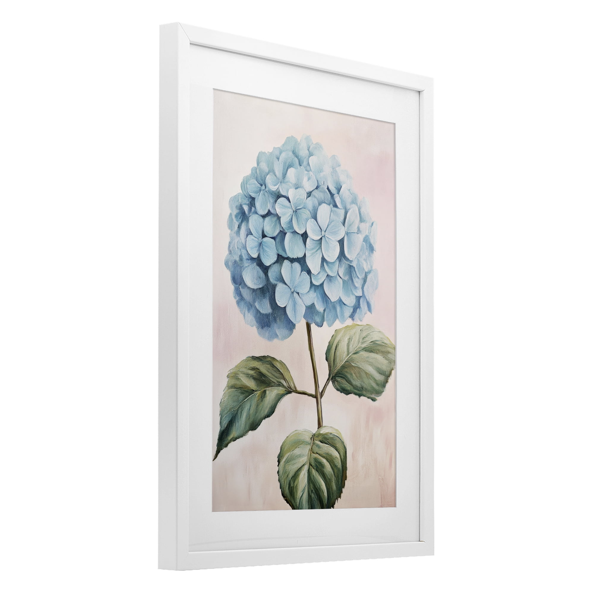 Stupell Industries Delicate Baby Blue Hydrangea White Framed Print Under Glass, design by Petal Prints Design