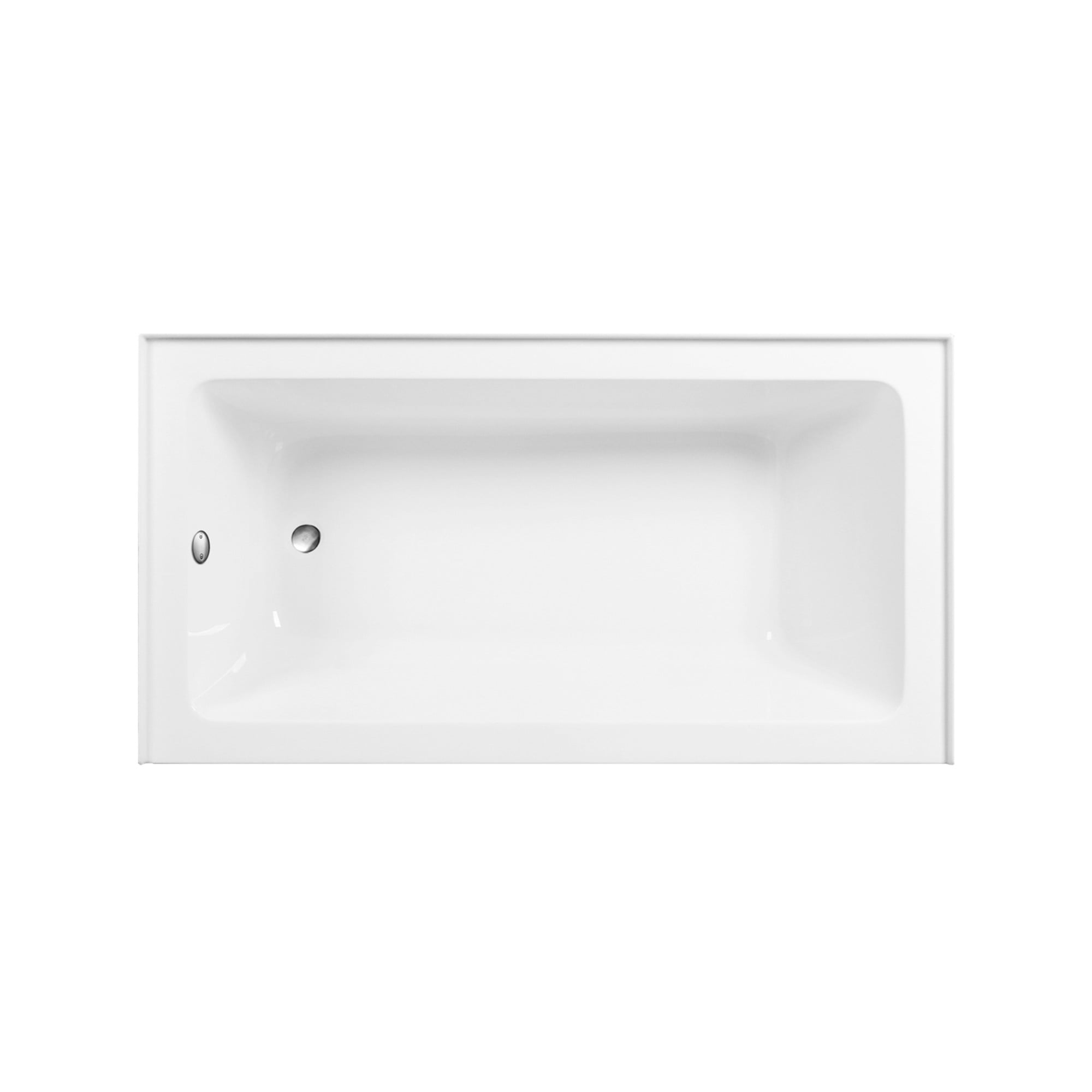 Aqua Eden CVTAP603222L8 60" Acrylic Rectangular 3-Wall Alcove Tub, Left Hand Drain, Glossy White/Brushed Nickel