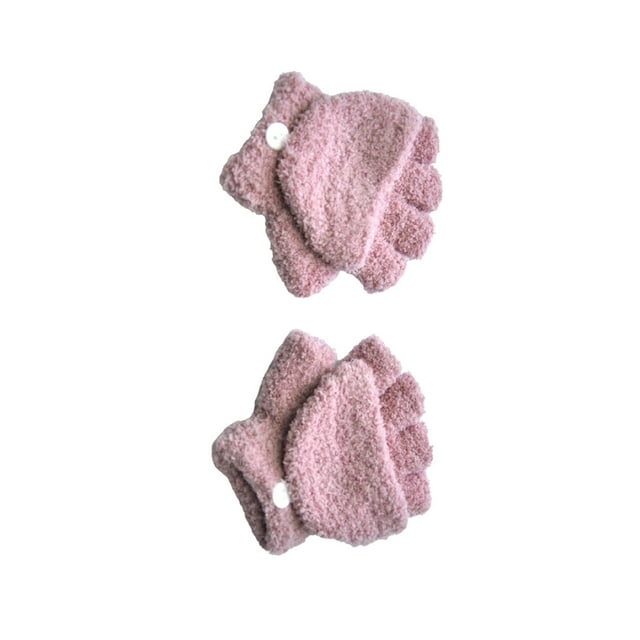 Qarigey 1 par de manoplas para niños Guante de manopla convertible para mantener el calor Manoplas para niños pequeños Guantes sin dedos Type3 NO3
