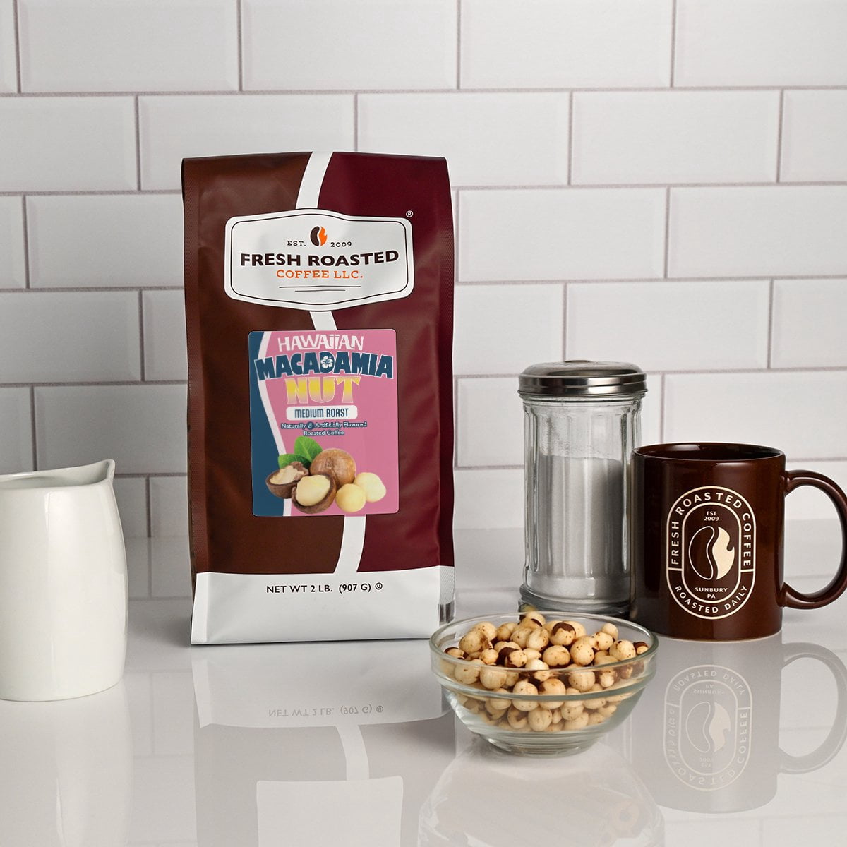Fresh Roasted Coffee, Hawaiian Macadamia Nut Flavored Coffee  Whole Bean, 80 oz 5 lbs
