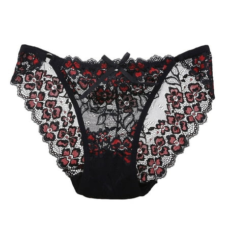 GENGING Womens Panties Women Embroidery Lace Panties Roll Back Clearance Items Low-waist Trendy Briefs Thong G-String Lingerie