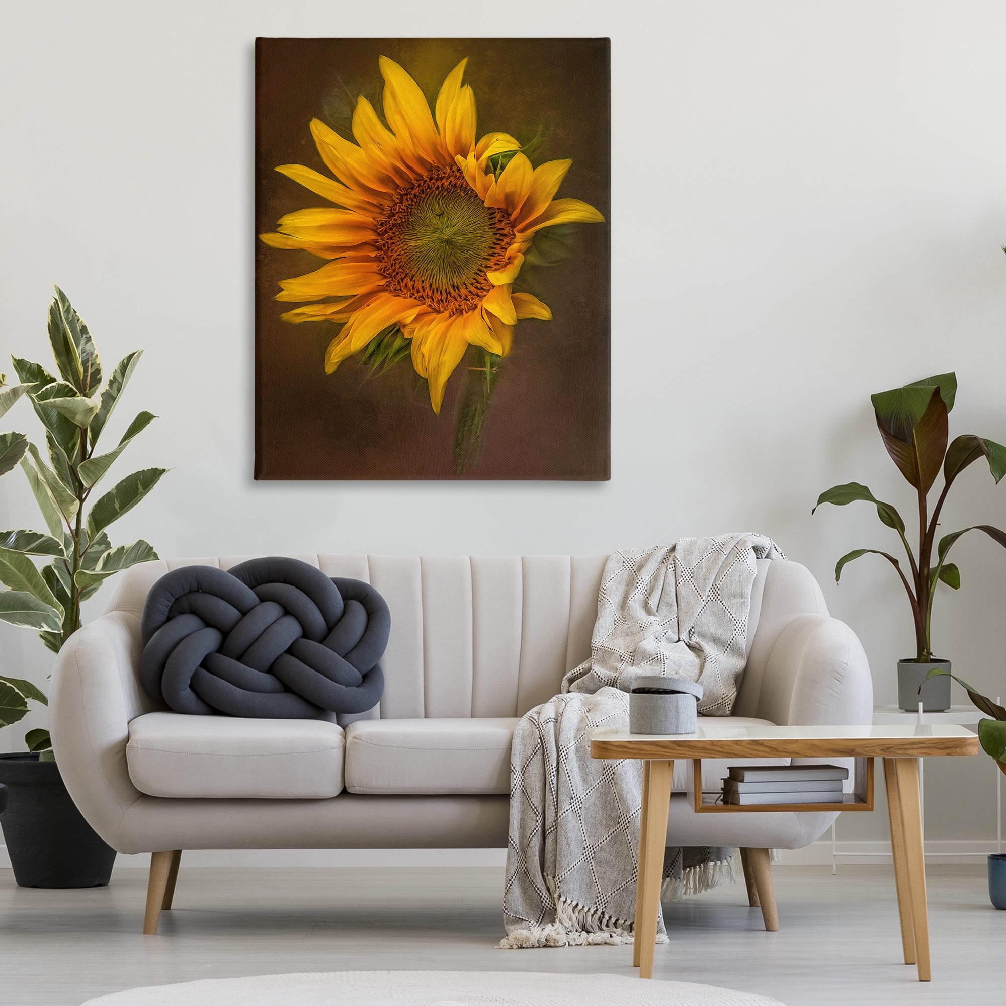 Stupell Industries Curling Petals Sunflower Plants & Flowers Painting Wrapped Canvas Art Print Wall Art, 36 x 48