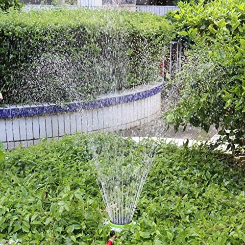 RibRave Turret Pattern Sprinkler, 8-Pattern Stationary Water Sprinkler on Metal Decorative Base for Watering Small and Large Yards, Lawns, Garden or Odd Shaped Areas, Covers up to 1,225 sq. ft.
