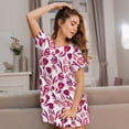 thumbnail image 3 of Balery Tulips Flowers Camisón de manga corta con cuello redondo para mujer, cómodo y elegante., 3 of 6
