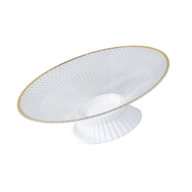 Tazón, Tazón de Pedestal Decorativo de Frutero de Drenaje Transparente Con Diseño de Rayas de Lujo Ligero Elegante