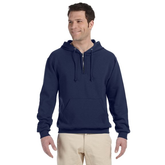 JERZEES 994MR NuBlend Quarter-Zip Hooded Sweatshirt-J. Navy-S