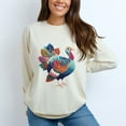 thumbnail image 4 of Turkey Patchwork Print - Women's Garment Dyed Long Sleeve Graphic T-Shirt, 4 of 13
