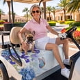 thumbnail image 3 of Golf Cart Seat Covers for 2 Seater,Blue Purple Floral Microfiber Cart Seat Towel Blanket,Ombre Butterflies Modern Art Spring Absorbent Breathable NonSlip Bench Seats Protector for Golf Course 51"x31", 3 of 9