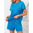 thumbnail image 5 of Short Sleeve Womens 2 Piece Lounge Sets Casual Shirt & Shorts Sets, 5 of 6