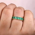 thumbnail image 2 of Baguette Emerald Channel Set Eternity Ring, Full Eternity Stackable Band, Zambian Emerald Ring, Minimalist Ring, Gift For Mother, 2 of 3